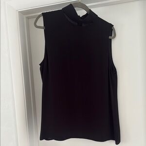 EUC Theory Sleeveless Black Silk Blouse with Mandarin Collar Sz L
